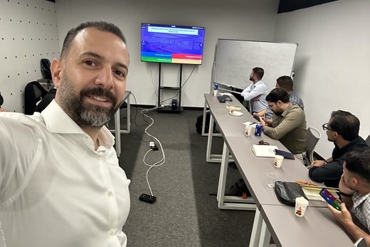 The team mid-session